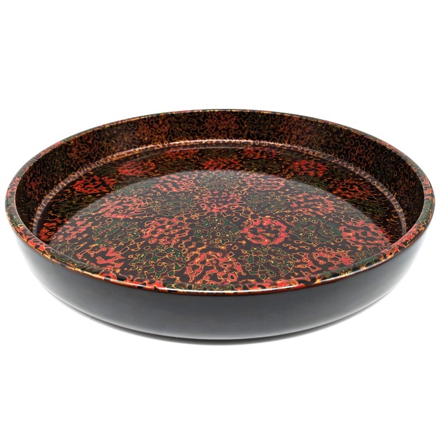 津軽塗（唐塗）バカ塗り・丸盆・お盆・トレー・漆器・No.240613-07・梱包サイズ80