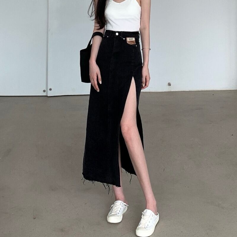 ウェストスカート サマー レッド 夏物 YY-ファッション22434390746