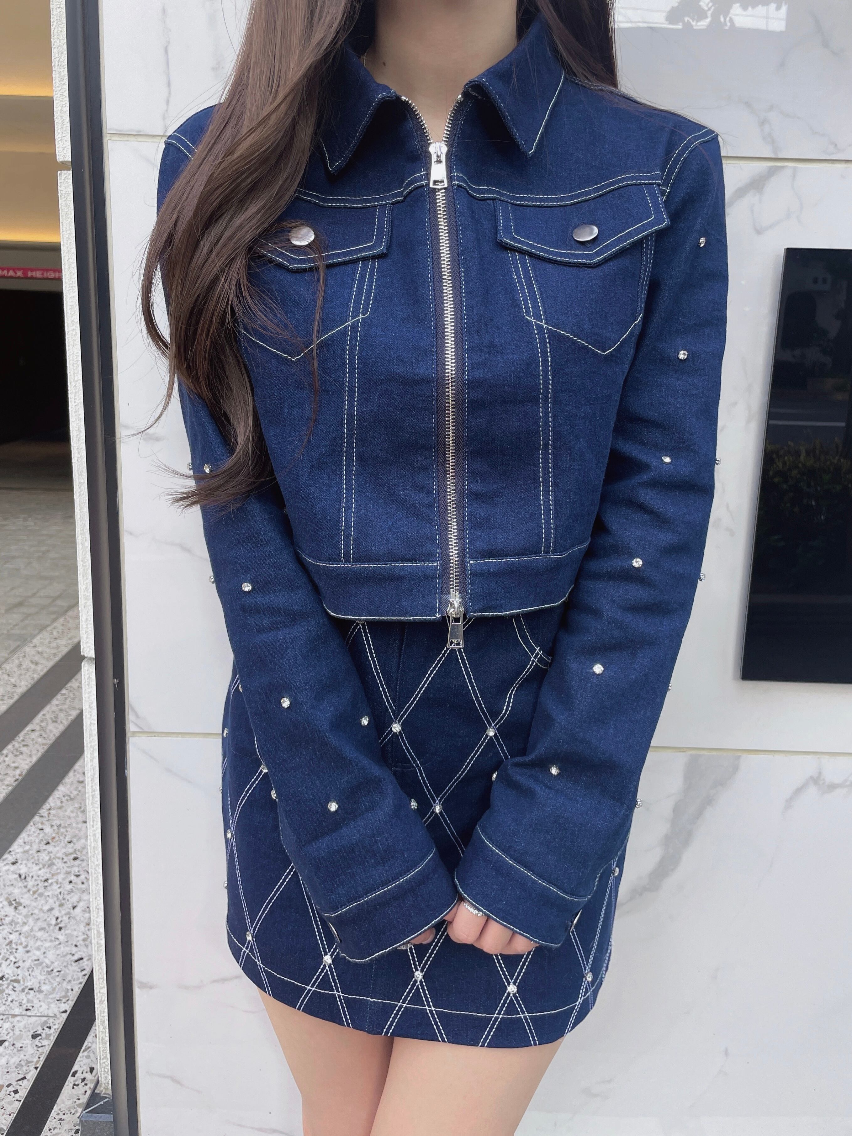 Lumignon original ♥ Denim white stitch kirakira jacket | Lumignon