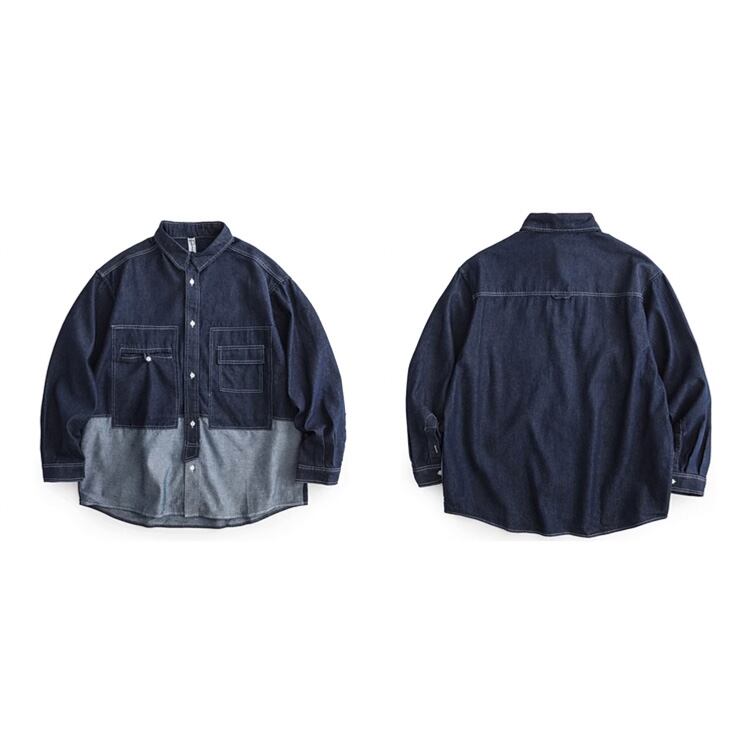 ★BLOCKING WORKWEAR LONG SLEEVE SHIRT　　　A0771
