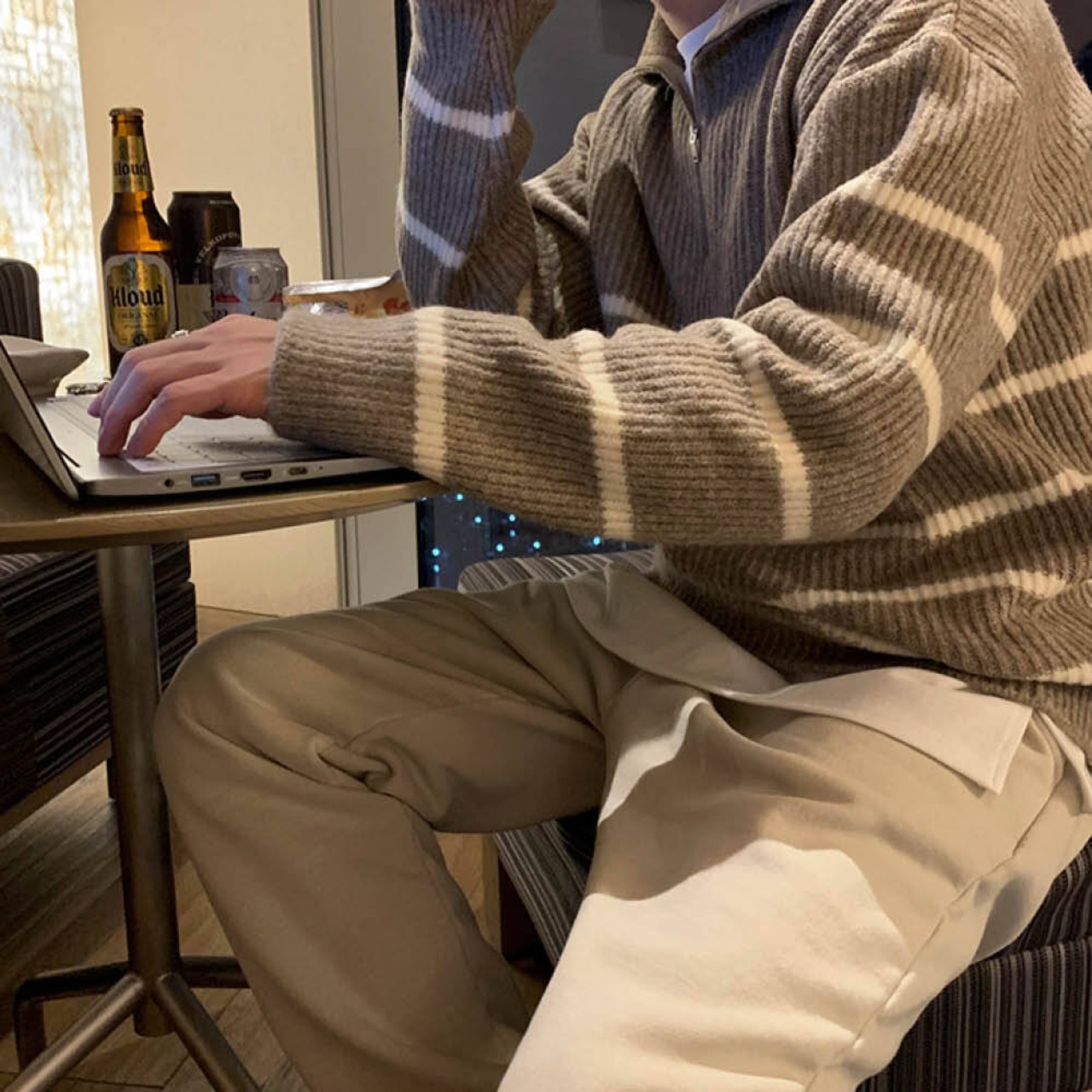 ボーダージップアップニット　MT0080085