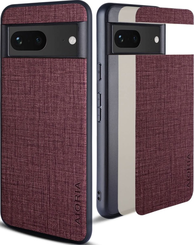 Aioria 互換性 ケース for Google Pixel 7A 5G 生地パターンレザー高級に保護純色スマホケース (Red, For Google Pixel 7A)