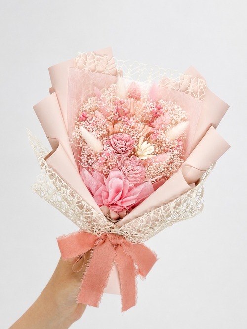 ドライフラワー花束(桜色)　□Sサイズ　【定番商品】 画像