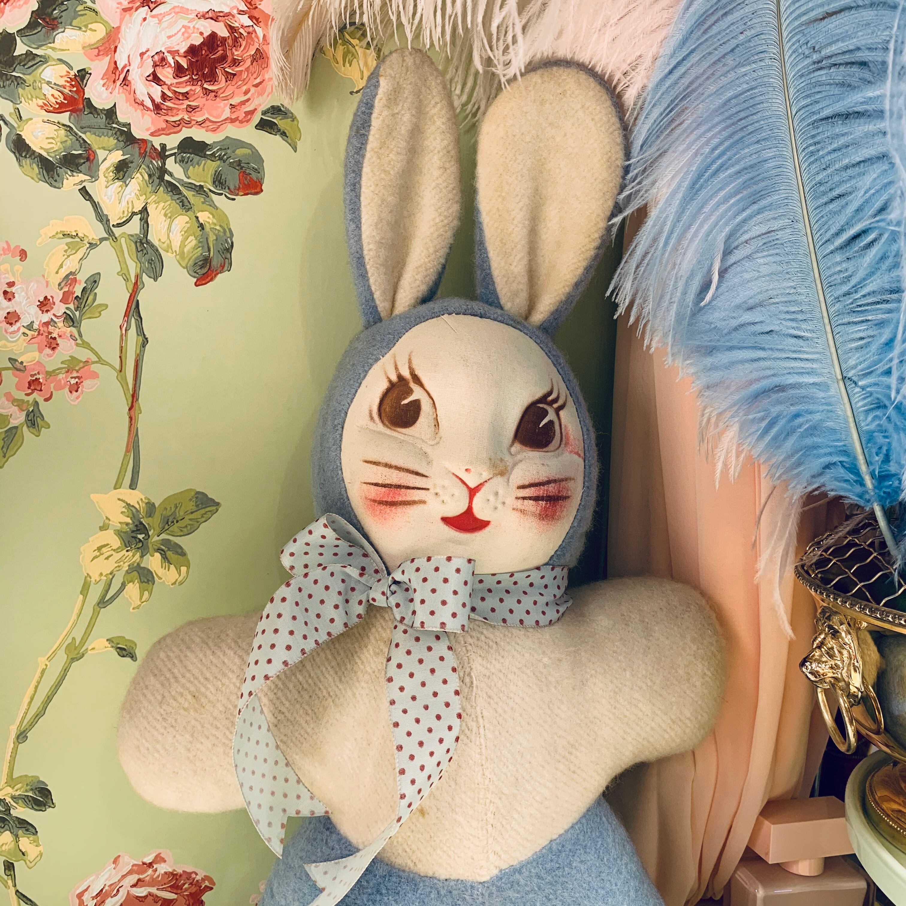 Baby Ribbon ウサギのぬいぐるみ ブルー×白のウサギのぬいぐるみ [Vintage] (200904) | Baby Ribbon