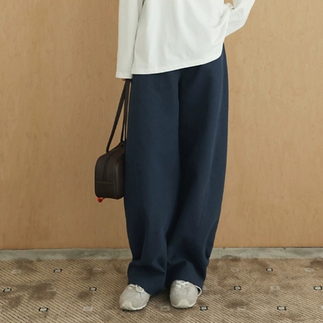 ワッフルワイドテーパードパンツ　　1403