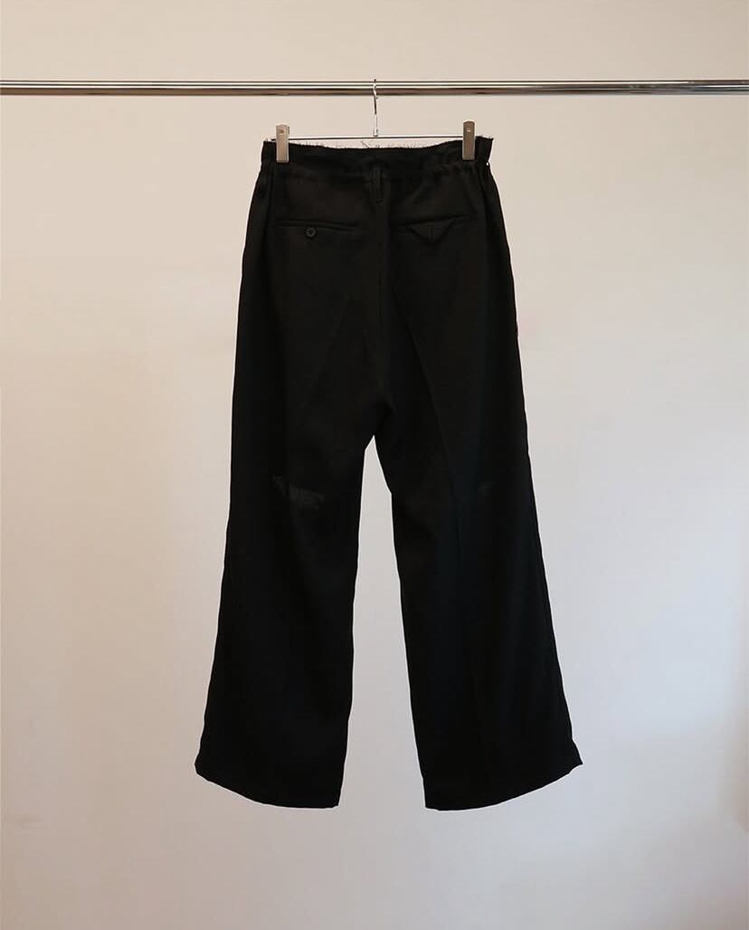 25SS】 ANCELLM DAMAGE WOOL 2TUCK SLACKS (BLACK) ANC-PT79-B | IAAAM 25SS】 ANCELLM DAMAGE WOOL 2TUCK SLACKS (BLACK) ANC-PT79-B | IAAAM