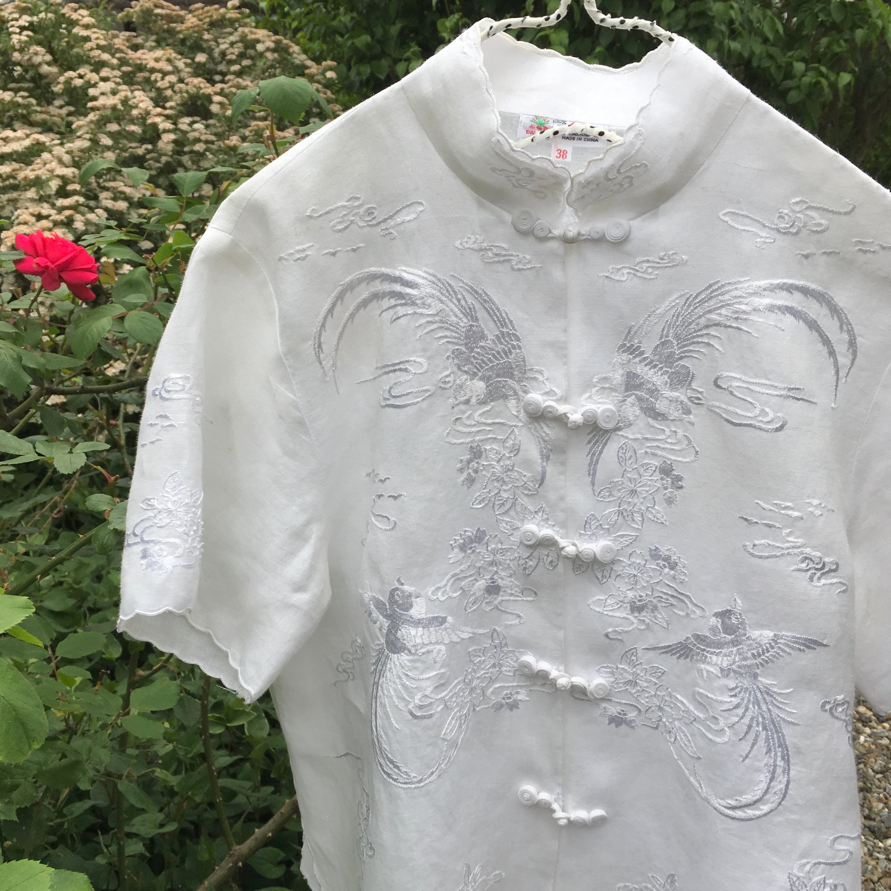 embroidered kung fu shirt〈レトロ古着 刺繍入りカンフーシャツ