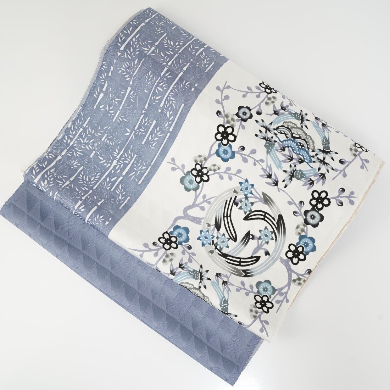 508my14◇長尺 知念冬馬 知念紅型研究所 銀通し松竹梅 落款 袋帯◇美品 508my14◇長尺 知念冬馬 知念紅型研究所 銀通し松竹梅 落款 袋帯