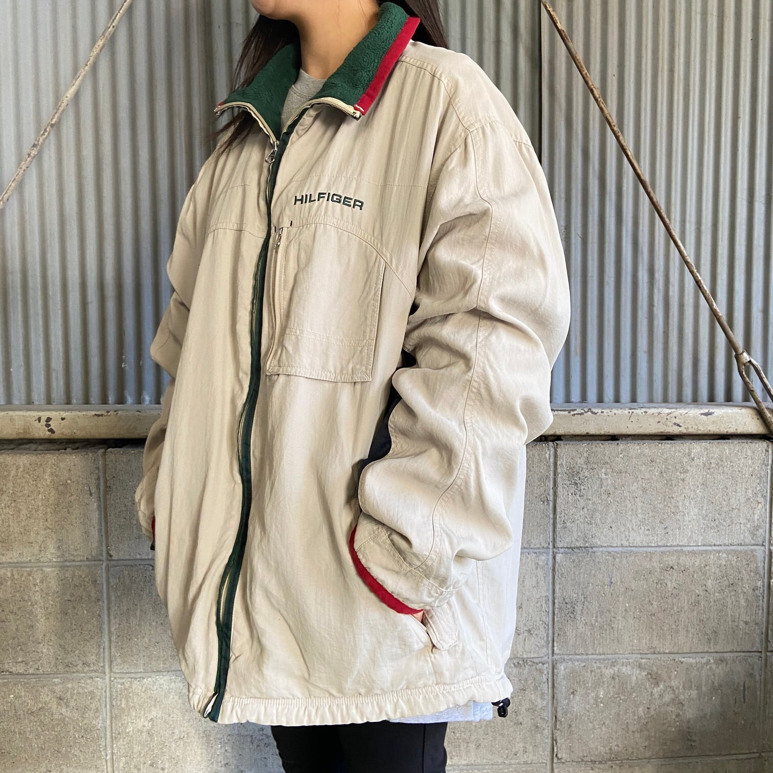 ブルゾン ベージュ ナイロン メンズ 2XL  90s 長袖 ジャケット