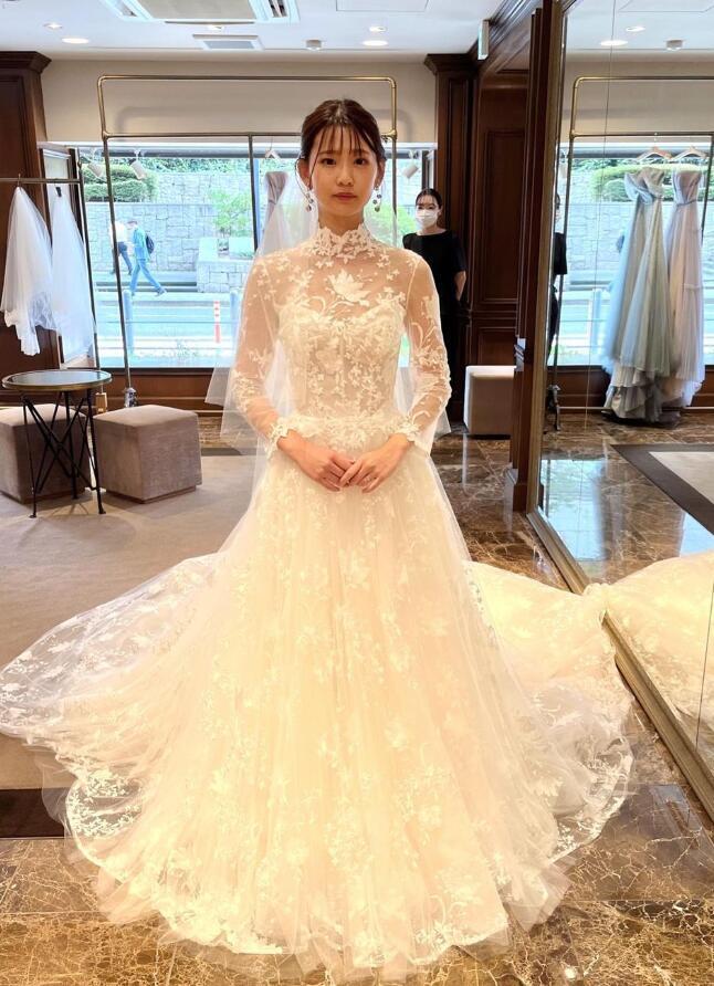 豪華！ ウエディングドレス ボレロ ロングトレーン 憧れのドレス  