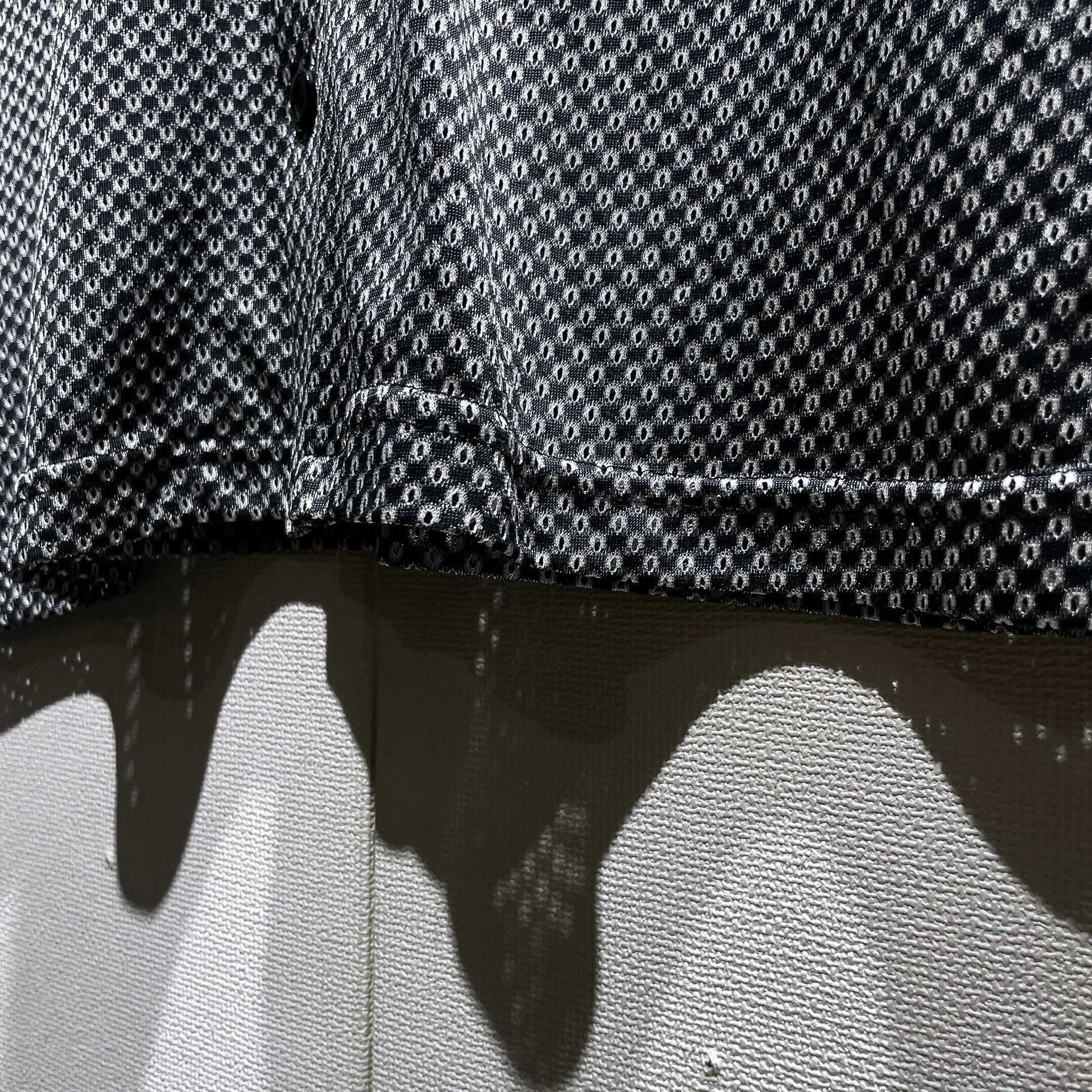 1980s Black mode Dot mesh Design SS Open collar shirt (made in Canada)