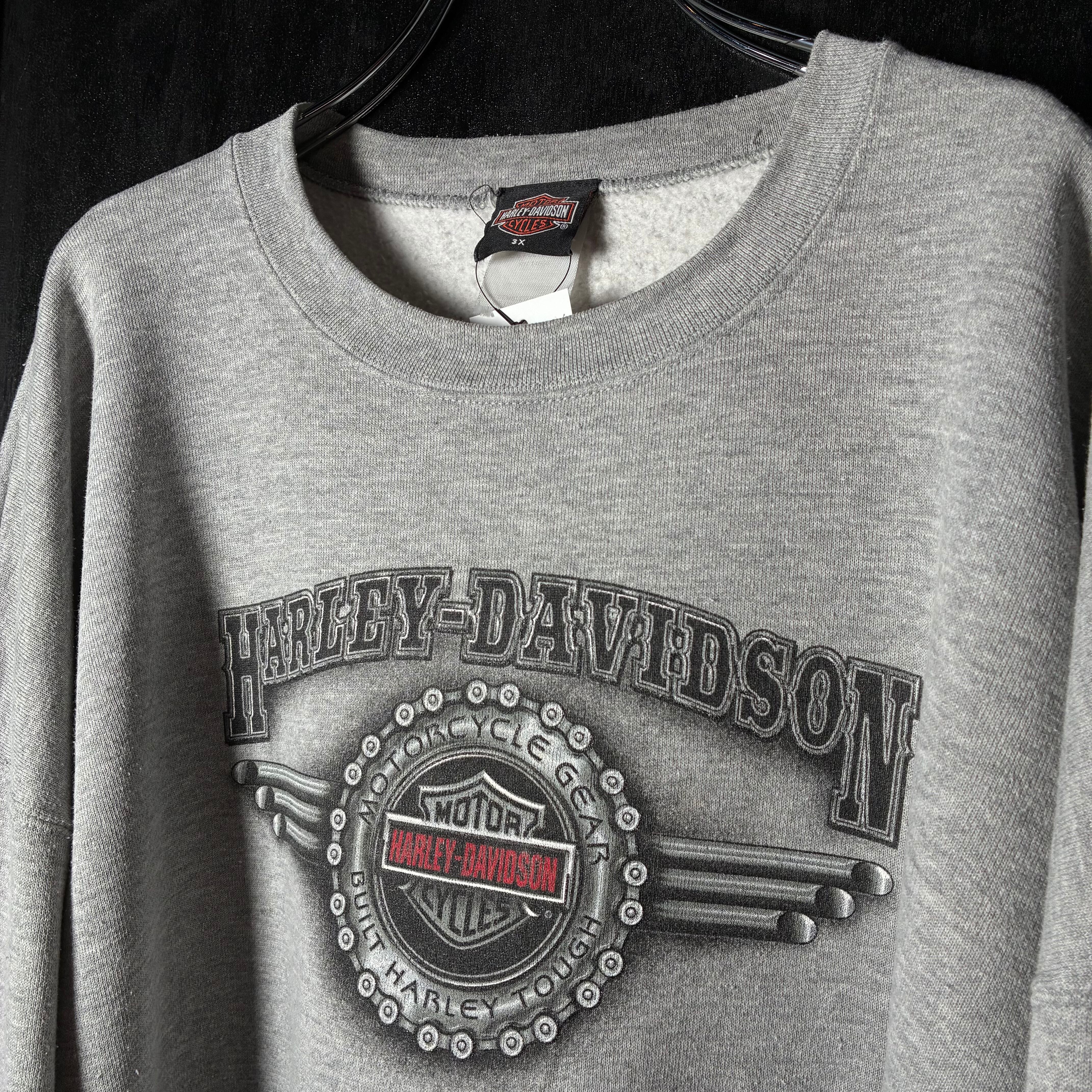 00s HARLEY-DAVIDSON スウェット　袖プリント　グレー 00s HARLEY-DAVIDSON スウェット 袖プリント グレー ハーレー