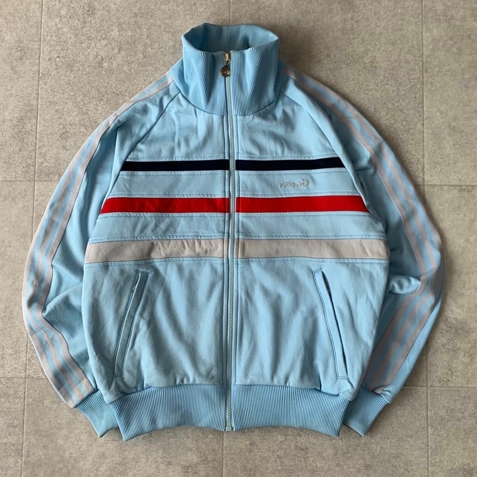 70s adidas アディダス ジャージー トラックジャケット 70年代 水色 70s アディダス adidas トラックジャケット ビンテージ 水色 ライト