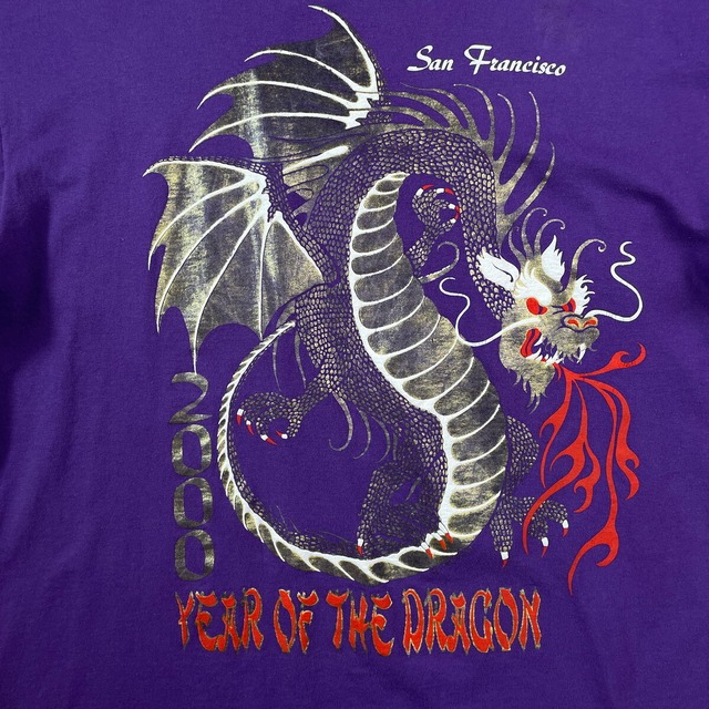 00年代 2000 YEAR OF THE DRAGON アート プリントTシャツ メンズL 古着 