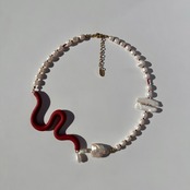 [wine red] ポリマークレイ 淡水パールネックレス［GSN090-BWR］