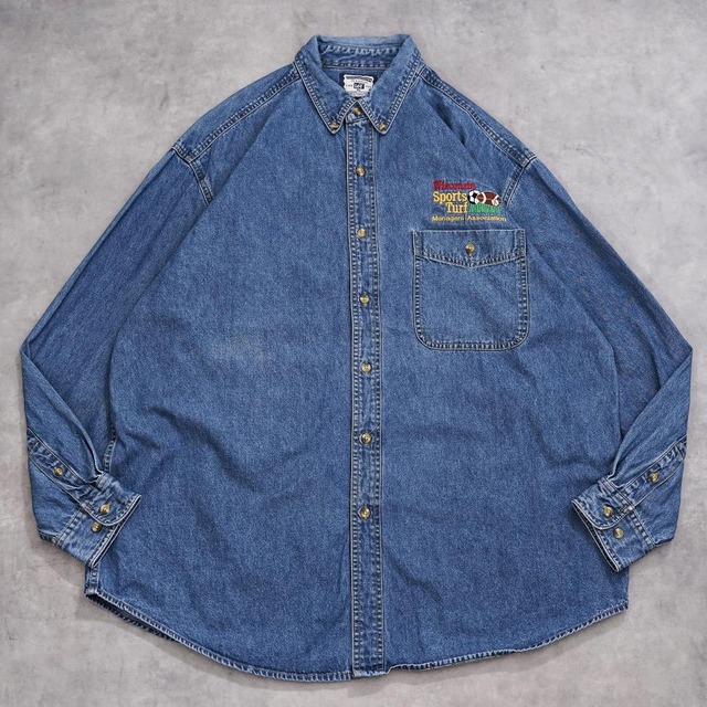 Lee リー デニムシャツ 古着 00s ブルー 企業 XL 青 20597