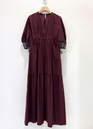 シアースリーブタックスモッキングワンピース