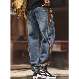 Side panel denim jogger pants 1237