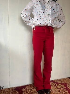 Red Stretch Flare Pants