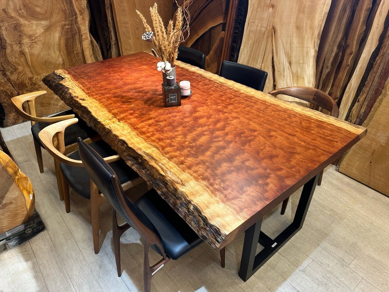 玉杢】ブビンガ_2100×1020-1100×60_浅草本店_テーブル天板/一枚