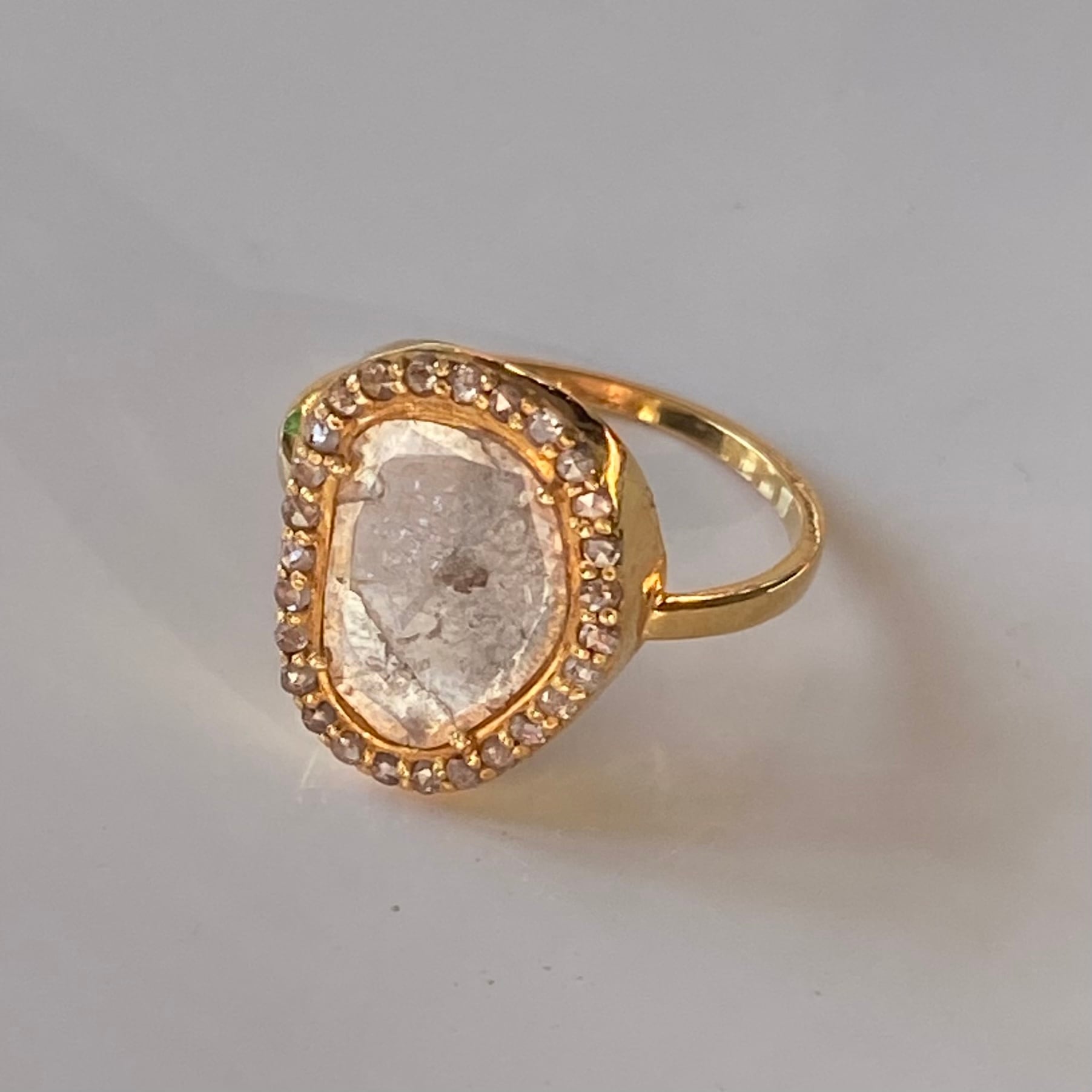 K14YGヘイローリング /#15 /スライスダイヤモンド | QUIALA