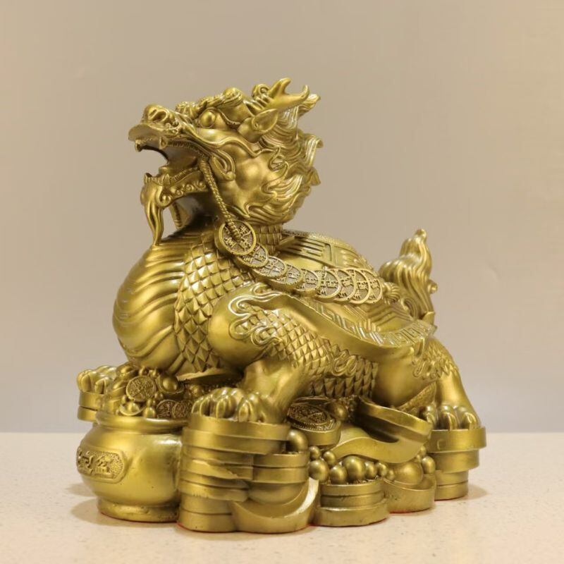 龍亀 置物 ロングイ 龍龜 風水 八卦 龍頭亀 金運 開運 銅製 神獣 貔貅