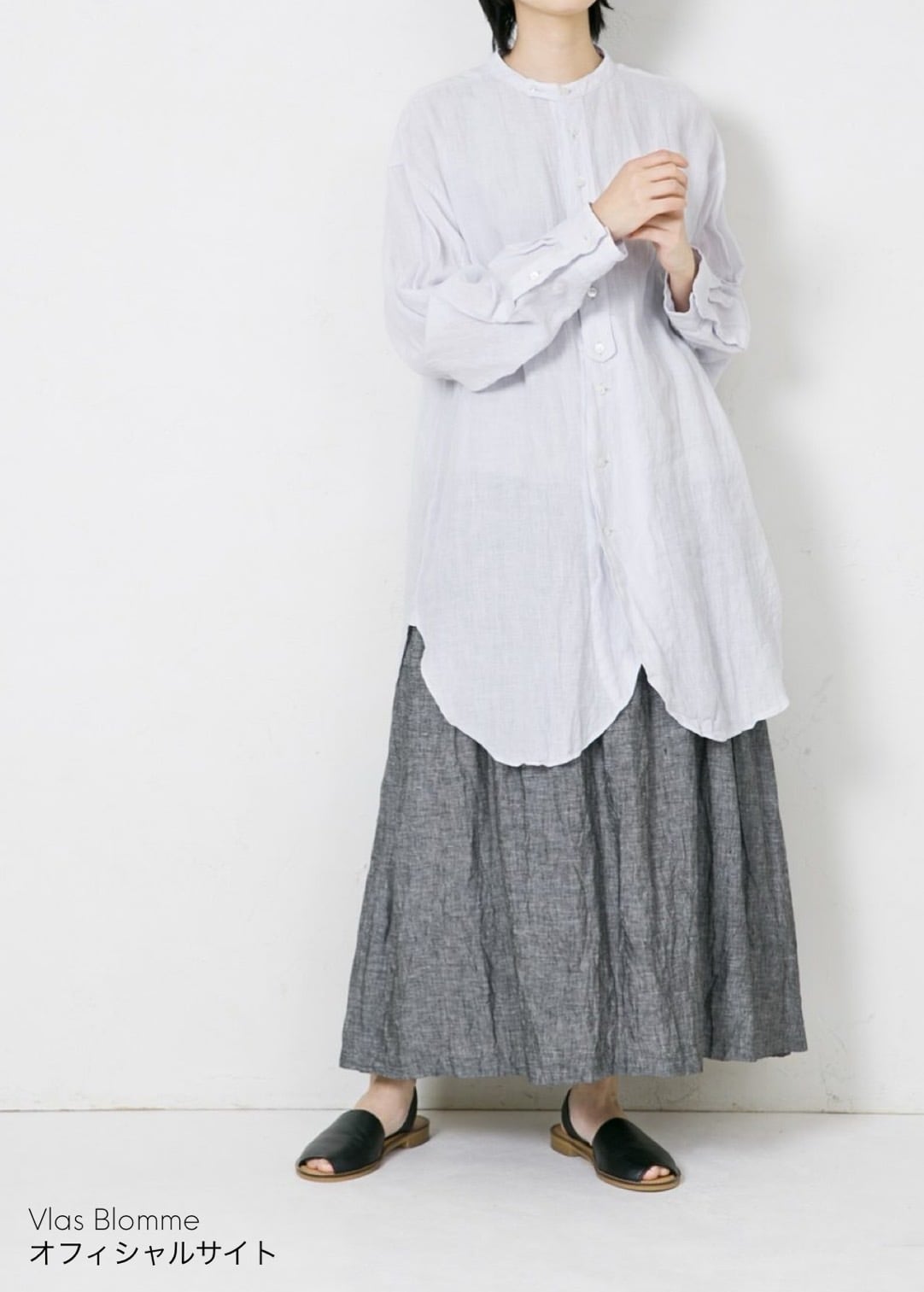 Vlas Blomme ワイド チュニック Vlas Blomme - Washed 60⁄1 Linen チュニックシャツ - Burgundy ⁄ Ice