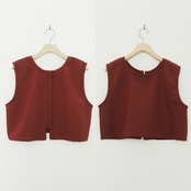 double zip 2way short vest/red