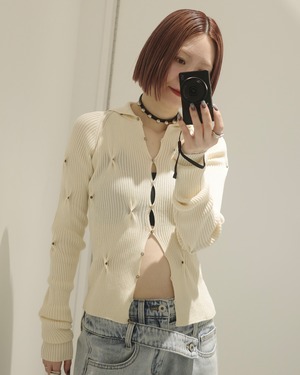【26SS】Create Clair クリエイトクレイル / PIC TUCK RIB CARDIGAN / カーディガン