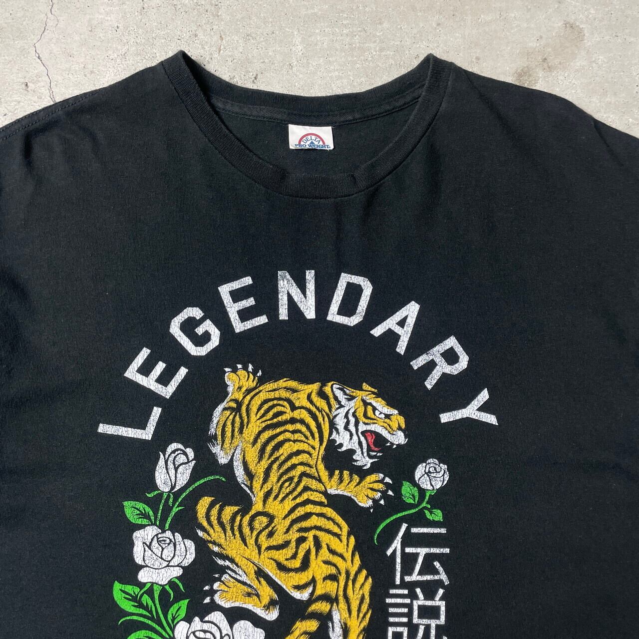 【DELTA】伝説の legendary 虎 タイガー プリント Tシャツ 黒