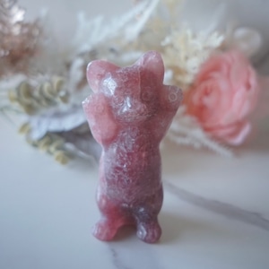 【ストロベリークォーツ】ばんざい猫ちゃん
