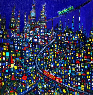 SOLD | 油彩画＊夜のまち | CITY | OIL x CANVAS 