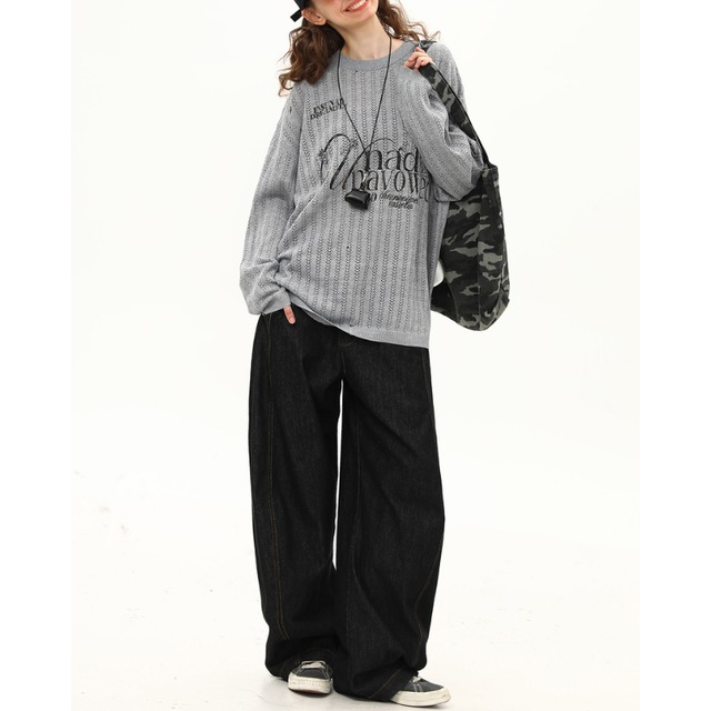 logo mesh line knit　ロゴメッシュラインニット　J1283