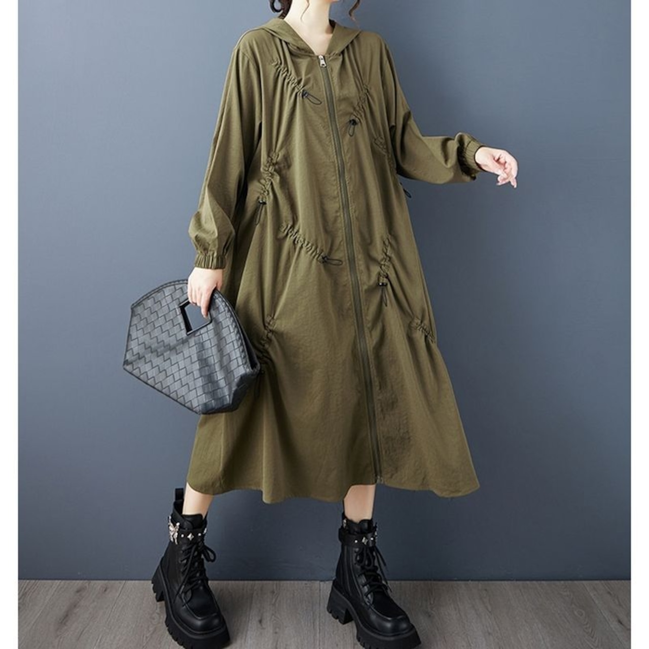 ドローストリングデザイン ジップアップコート 60009