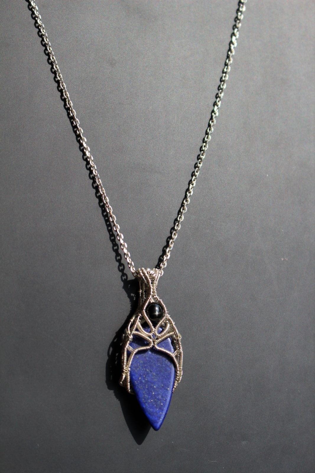 Lapis lazuli & Blackstar silver925 wirewrapping pendant