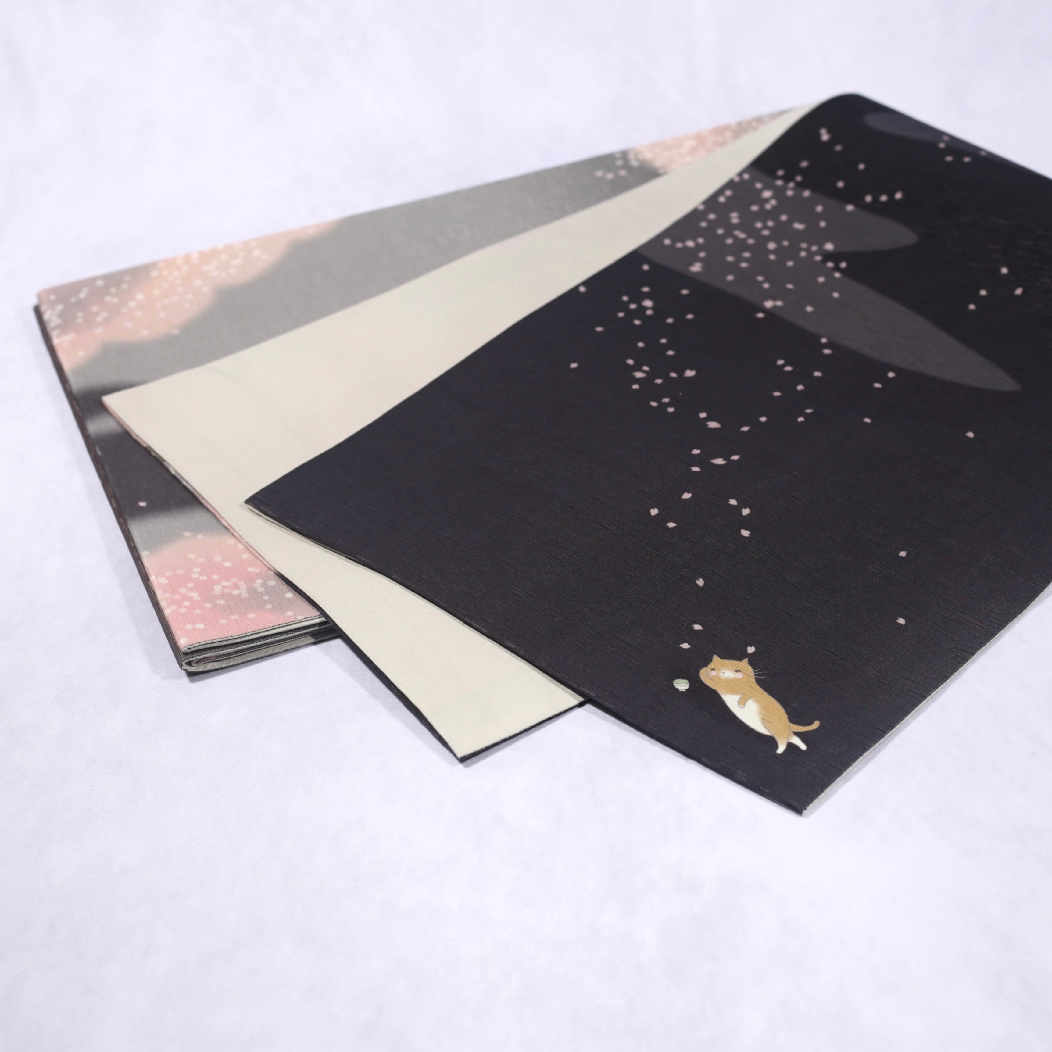 再入荷 .* 新品・未使用 WAKKA 正絹 京袋帯【お花見猫／夜桜】お仕立て
