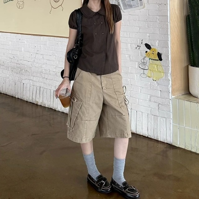 サイドリボンユーティリティカーゴショートパンツ 2col   R02476