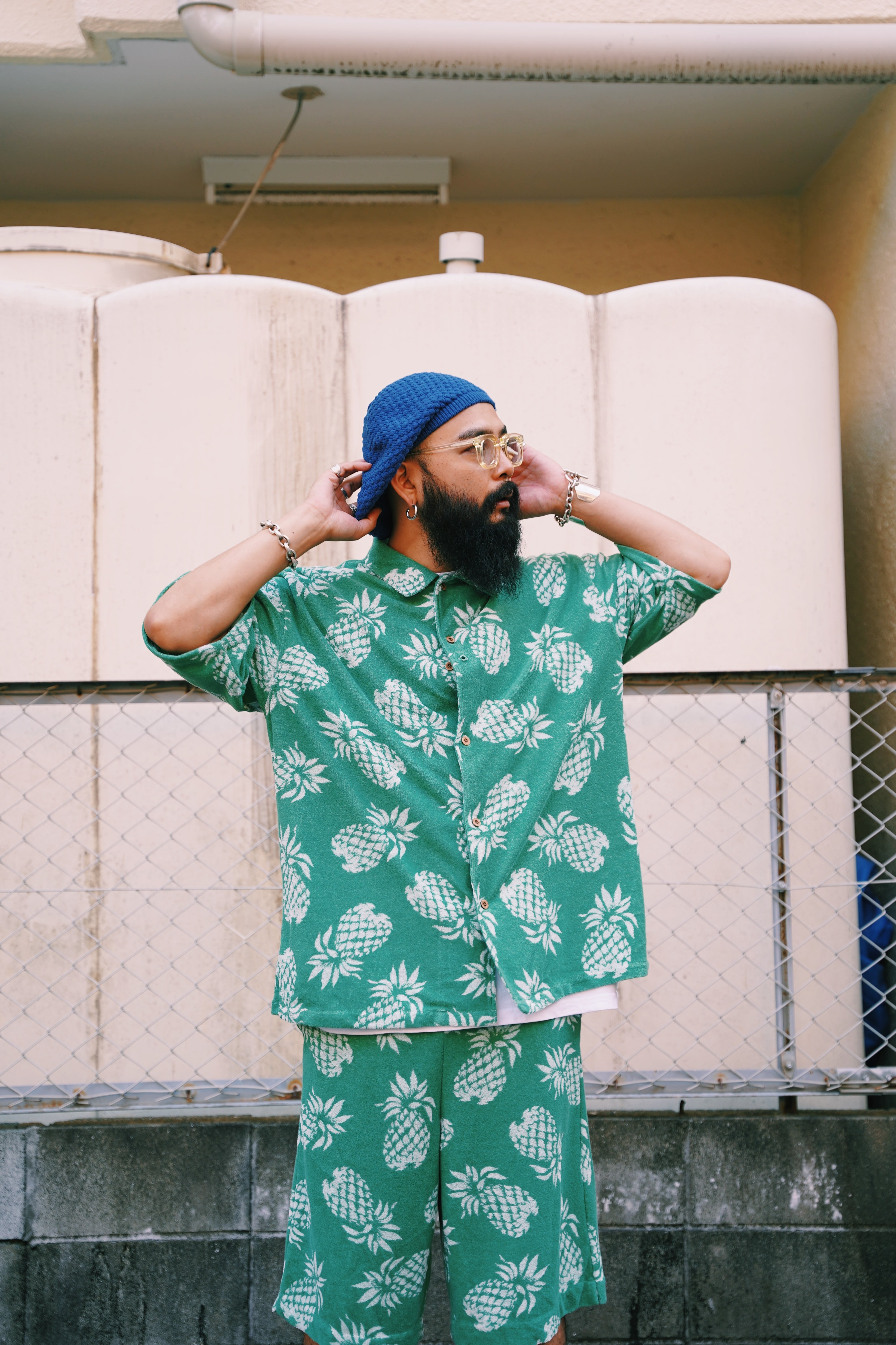 mine&mom. シャツ MM Pineapple Shirt GRN | BEARD ROOM