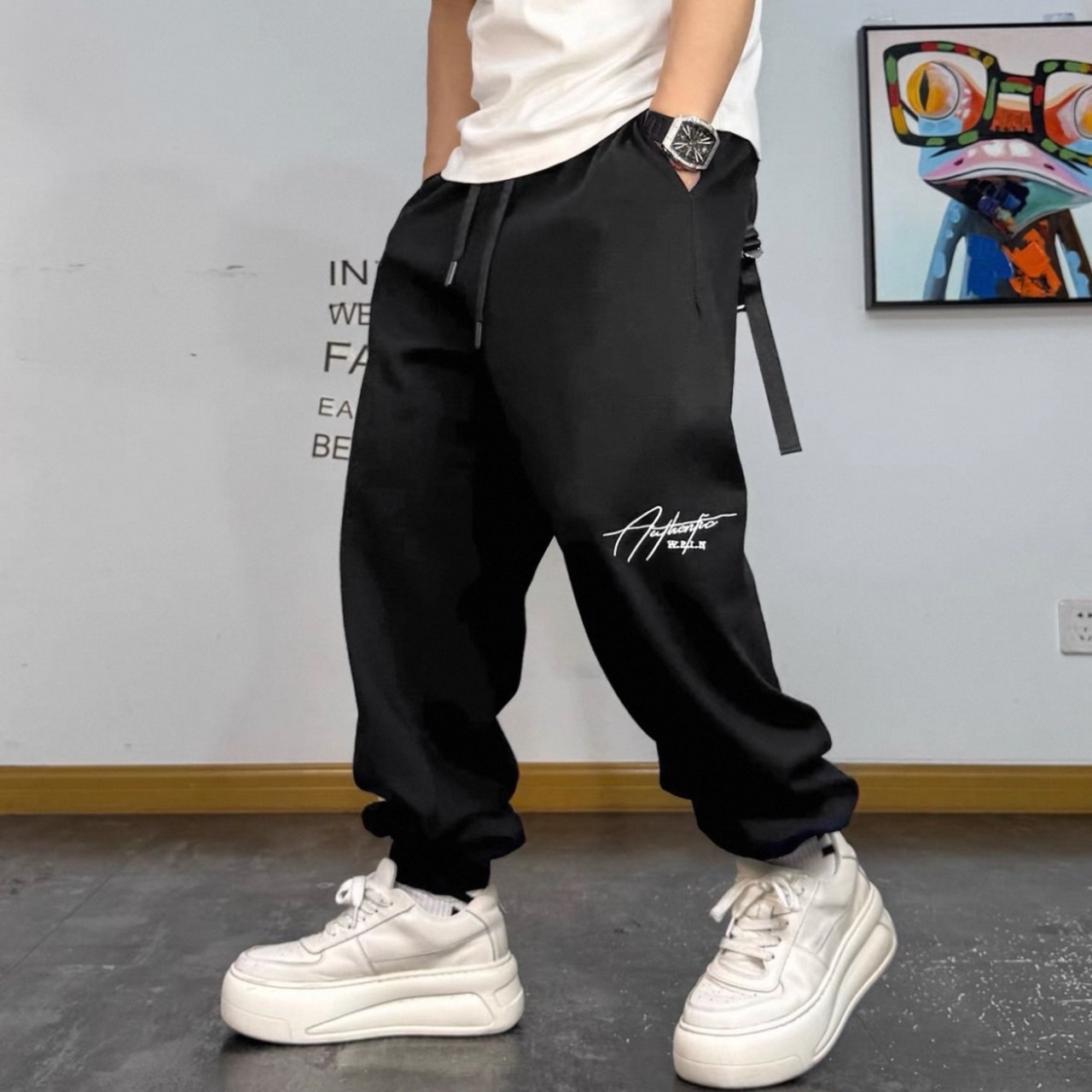 Knee logo sweat jogger pants 0719 - 1