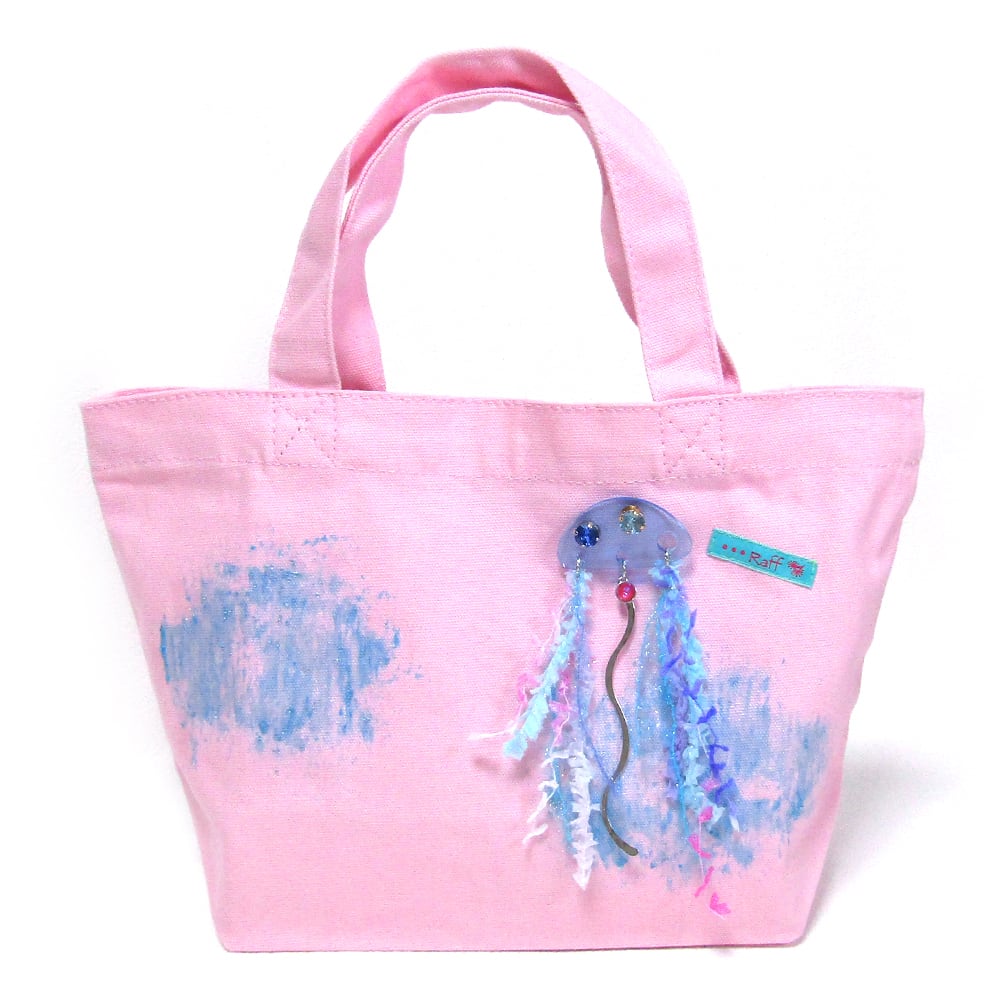 ミニトートバッグピンク・クラゲ_ピンバッジ | Raff