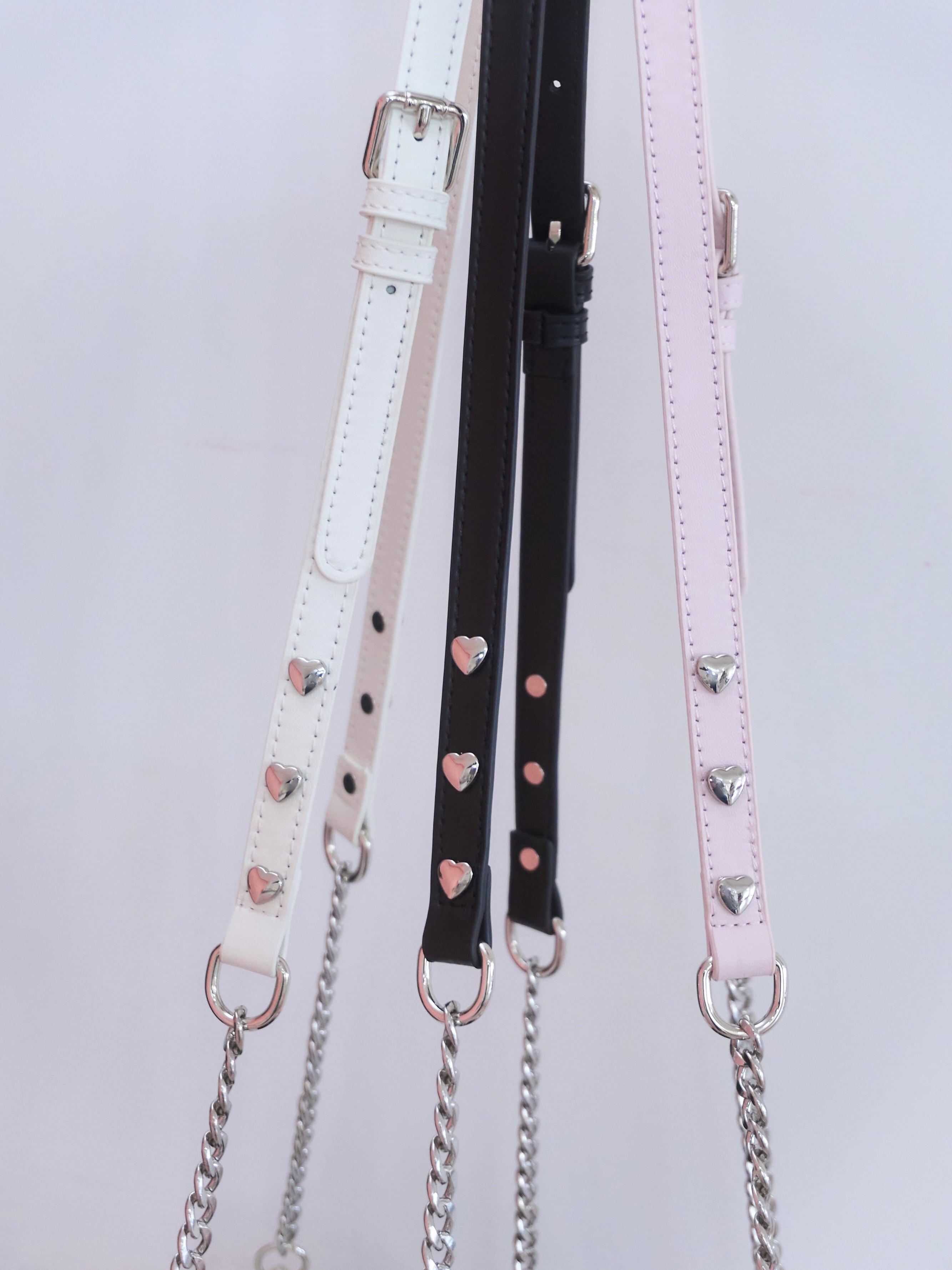 heart studs leather bag