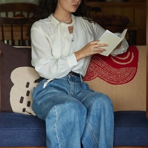 フレンチレトロ フリルボウタイブラウス 2color W01350