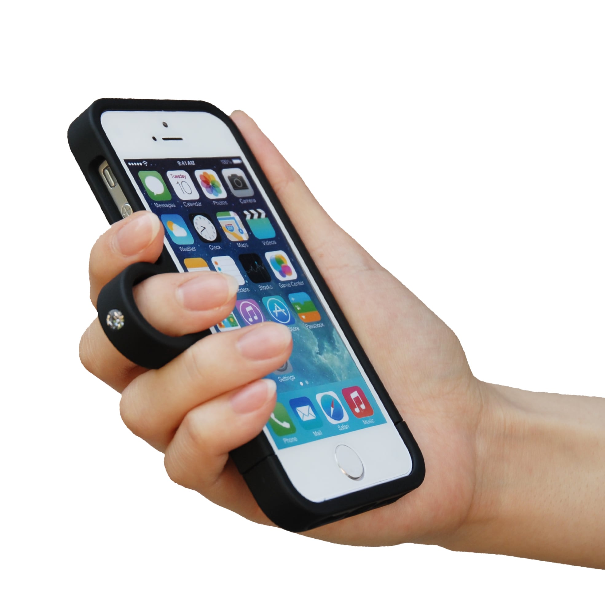 ジュエルフォン】カラータイプ＜マットブラック＞（iPhone5/5s/SE