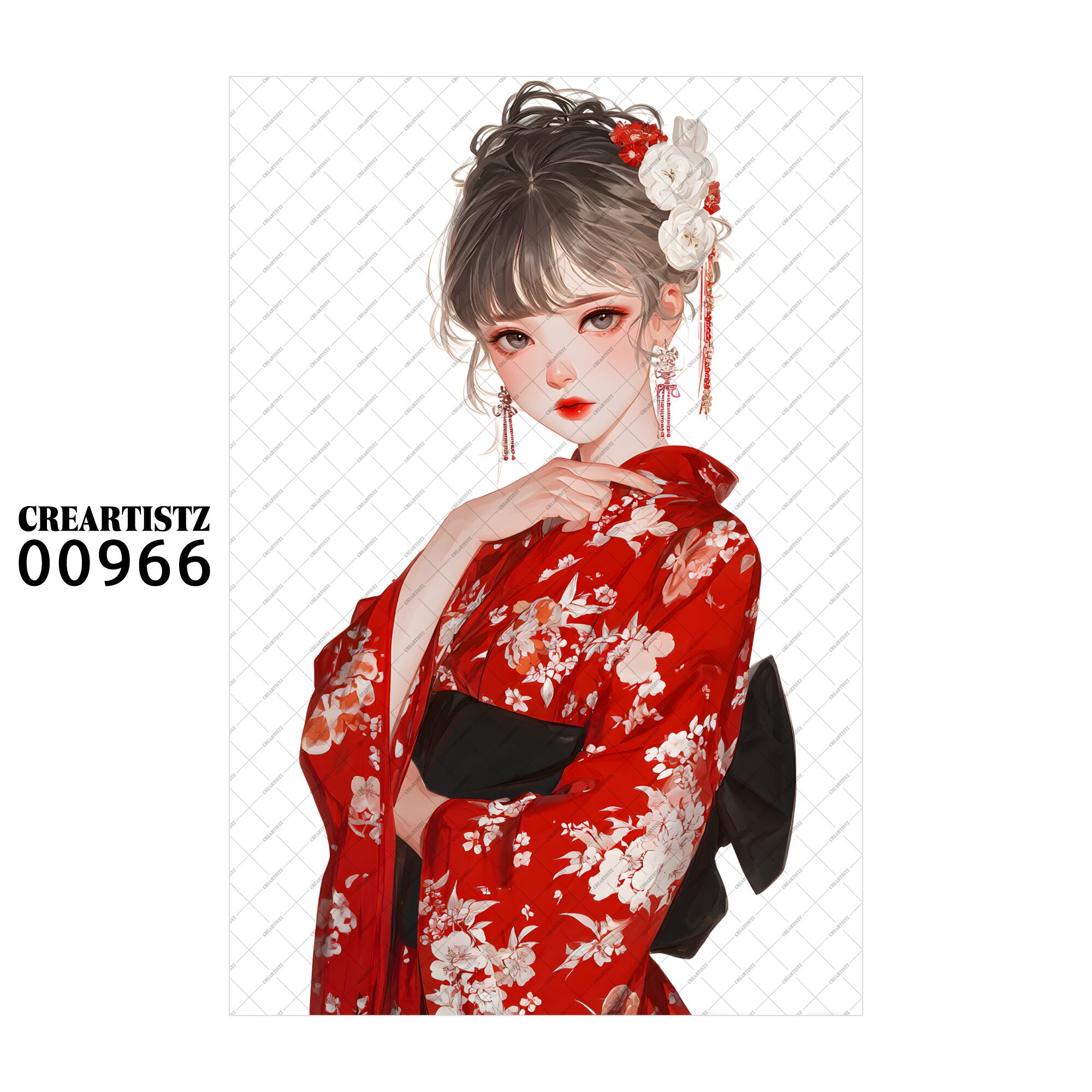 00966 ガール キュート オリジナル ペーパー/ステッカー 4枚セット CREARTISTZ