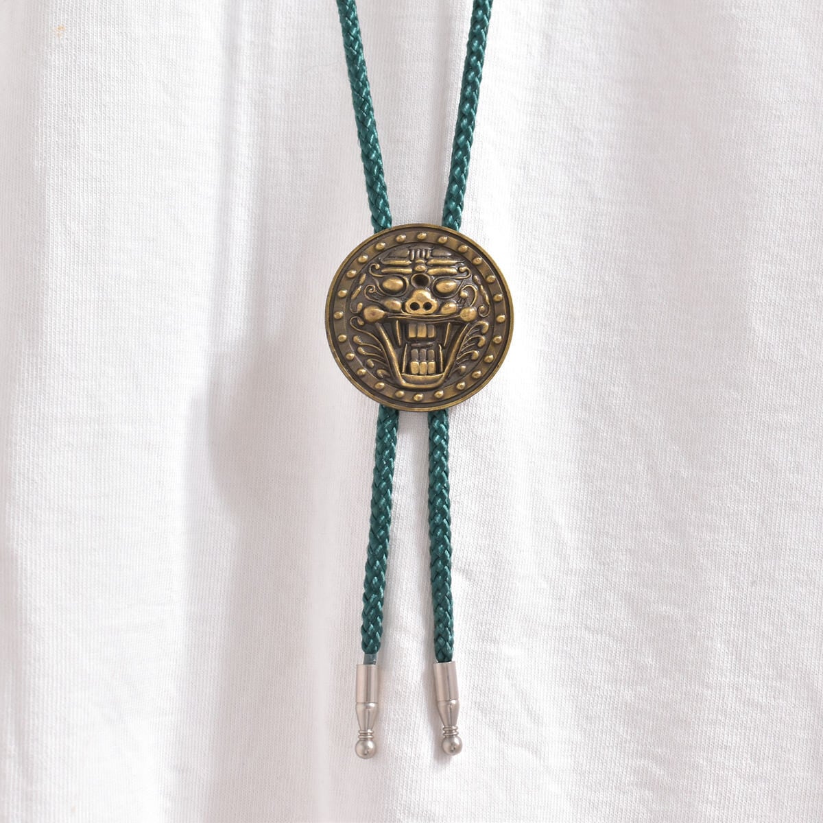 Korean vtg 韓国 鬼面瓦 モチーフ デザイン ループタイ ネクタイ