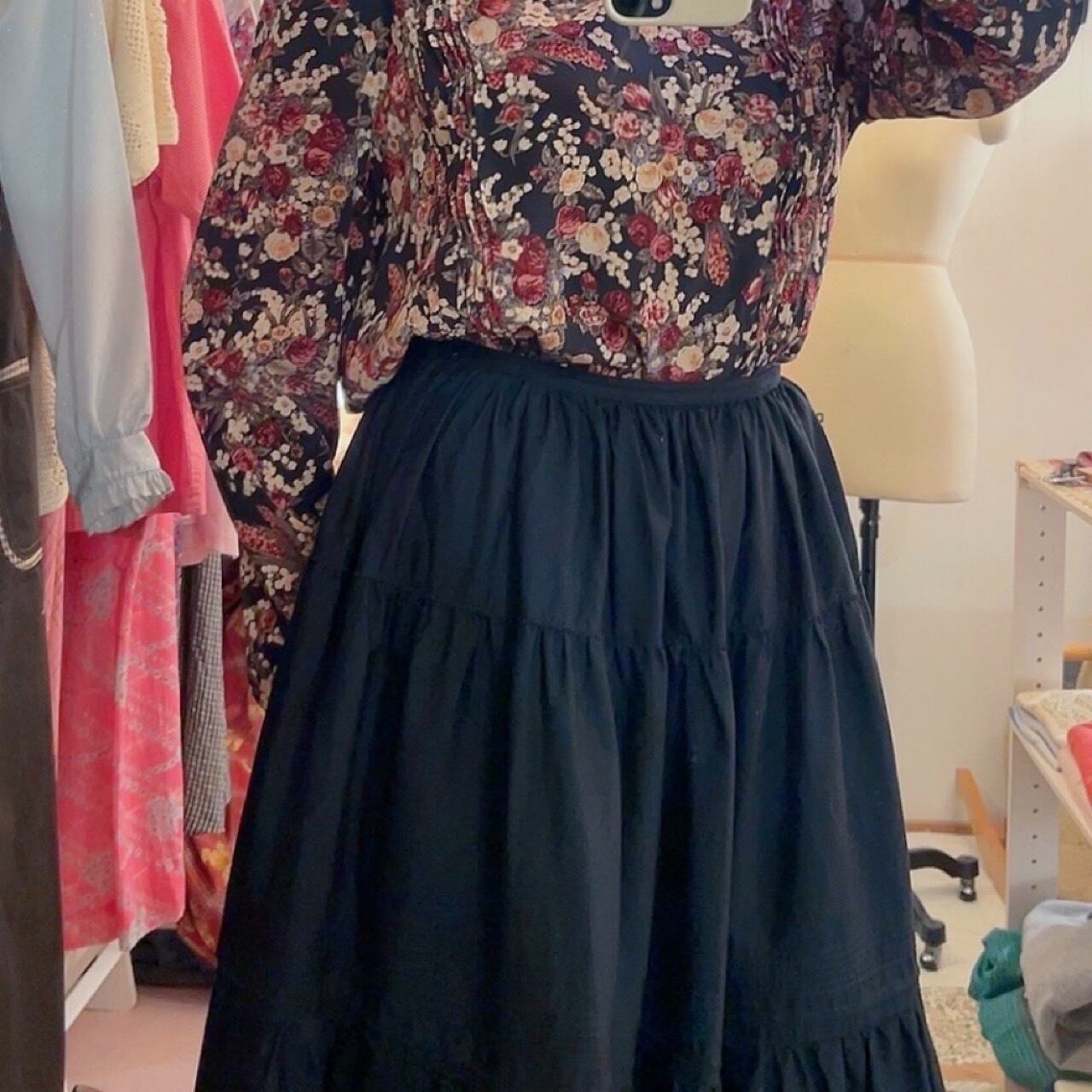 KETTY / black frill tiered skirt