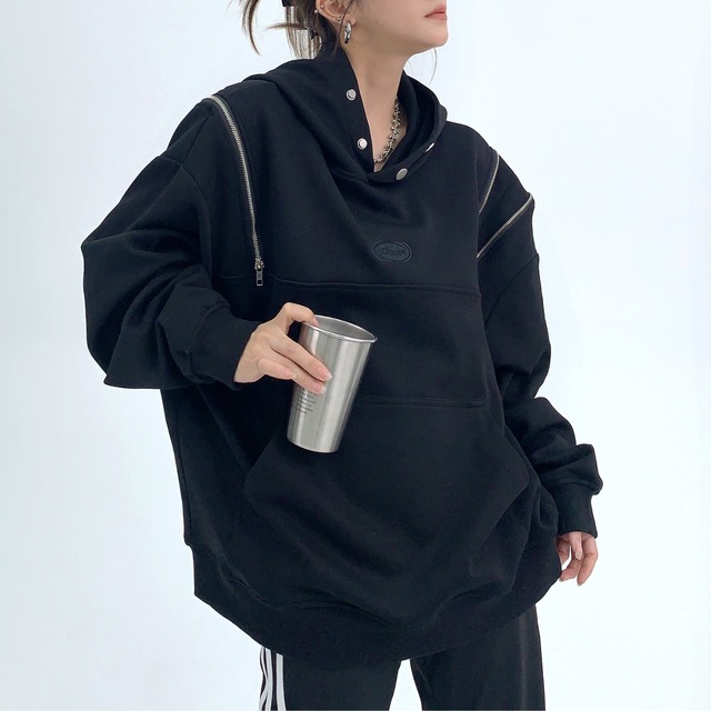 shoulder zipper design hoodie　ショルダージッパーデザインフーディー　J0576