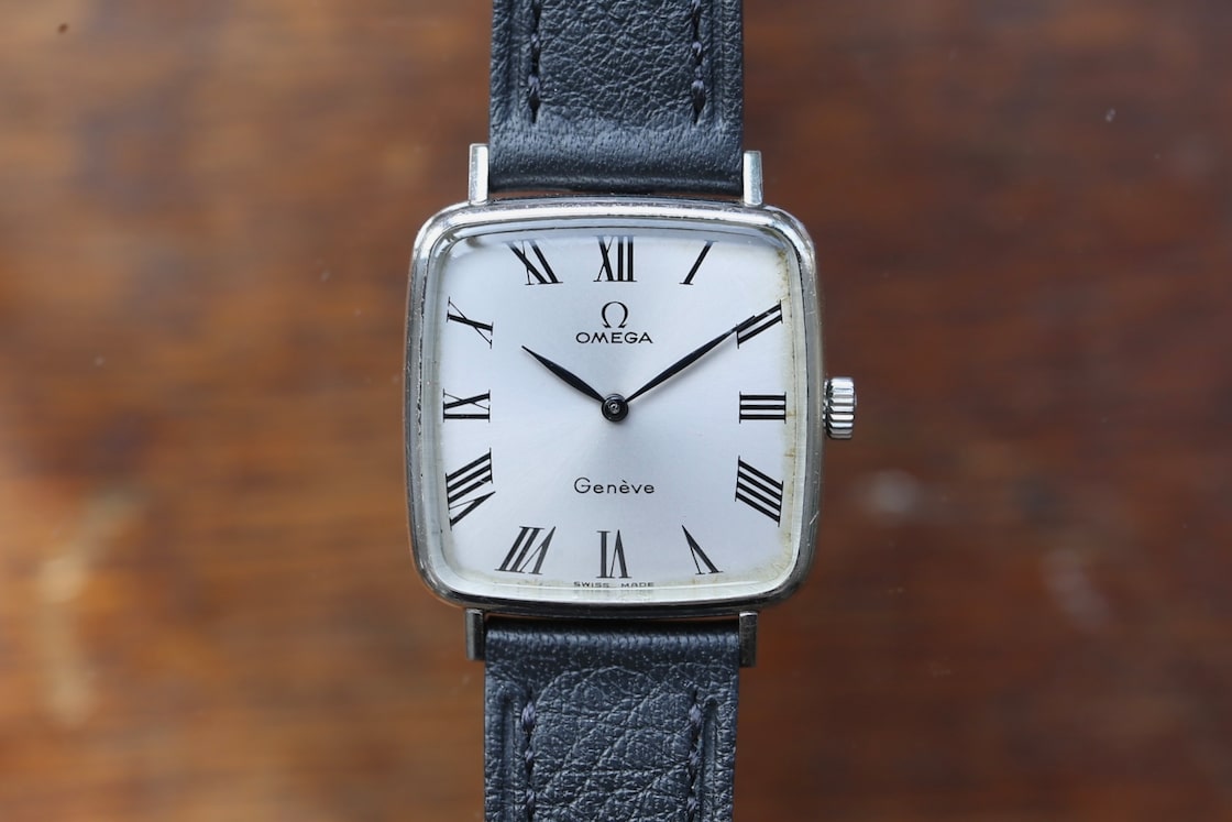 OMEGA 】 1973年製 オメガ ジュネーブ シルバー スクエア型 ローマン 