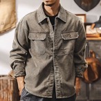Corduroy Long Sleeve Shirt Button Front Patch Pocket Shirt ◇2color H0590