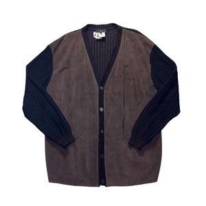 vintage FENDI leather switching knit cardigan